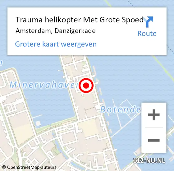 Locatie op kaart van de 112 melding: Trauma helikopter Met Grote Spoed Naar Amsterdam, Danzigerkade op 19 oktober 2024 04:40