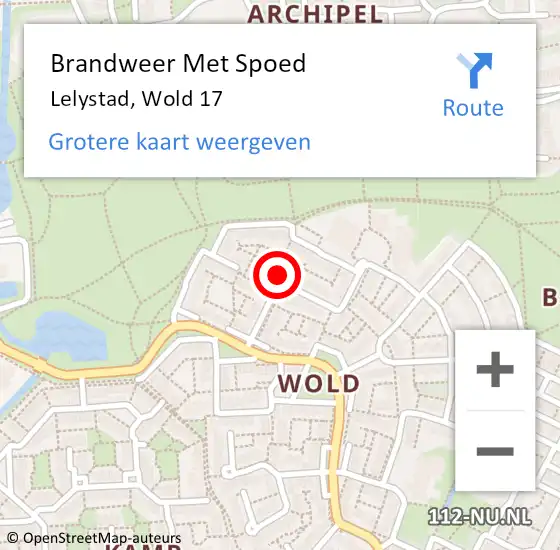 Locatie op kaart van de 112 melding: Brandweer Met Spoed Naar Lelystad, Wold 17 op 19 oktober 2024 05:05