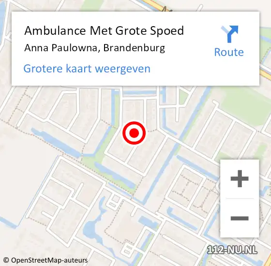 Locatie op kaart van de 112 melding: Ambulance Met Grote Spoed Naar Anna Paulowna, Brandenburg op 19 oktober 2024 05:10