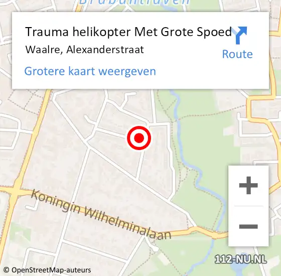 Locatie op kaart van de 112 melding: Trauma helikopter Met Grote Spoed Naar Waalre, Alexanderstraat op 19 oktober 2024 05:43