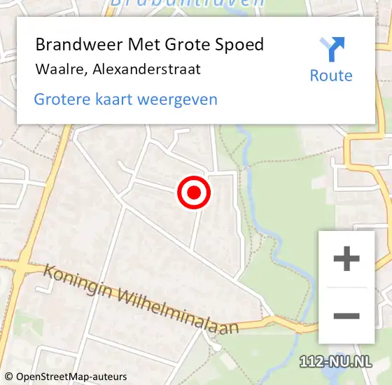 Locatie op kaart van de 112 melding: Brandweer Met Grote Spoed Naar Waalre, Alexanderstraat op 19 oktober 2024 06:00