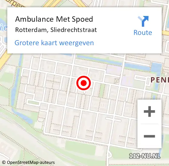 Locatie op kaart van de 112 melding: Ambulance Met Spoed Naar Rotterdam, Sliedrechtstraat op 19 oktober 2024 06:14