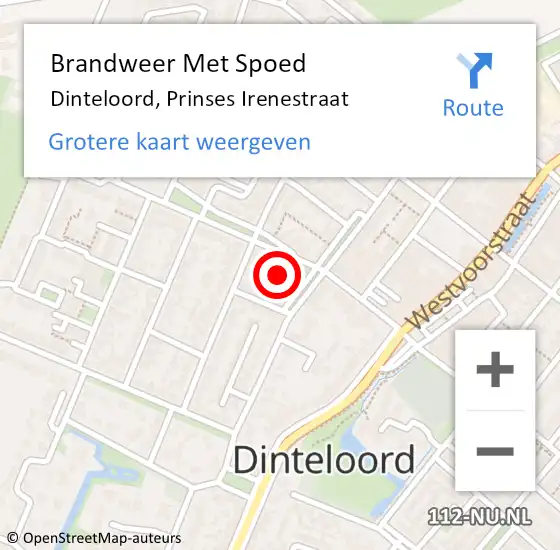 Locatie op kaart van de 112 melding: Brandweer Met Spoed Naar Dinteloord, Prinses Irenestraat op 19 oktober 2024 06:28