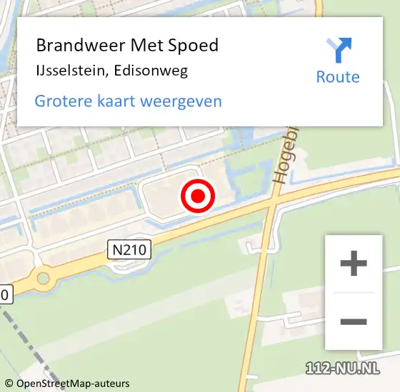 Locatie op kaart van de 112 melding: Brandweer Met Spoed Naar IJsselstein, Edisonweg op 19 oktober 2024 07:31