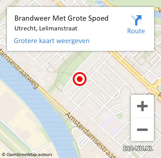 Locatie op kaart van de 112 melding: Brandweer Met Grote Spoed Naar Utrecht, Lelimanstraat op 19 oktober 2024 07:35