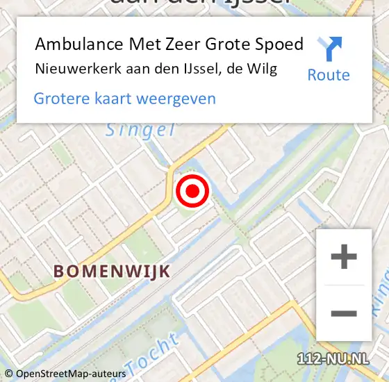 Locatie op kaart van de 112 melding: Ambulance Met Zeer Grote Spoed Naar Nieuwerkerk aan den IJssel, de Wilg op 19 oktober 2024 08:16