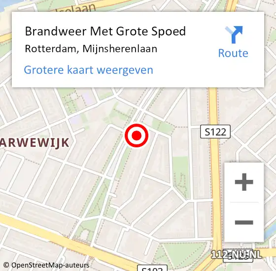 Locatie op kaart van de 112 melding: Brandweer Met Grote Spoed Naar Rotterdam, Mijnsherenlaan op 19 oktober 2024 08:26