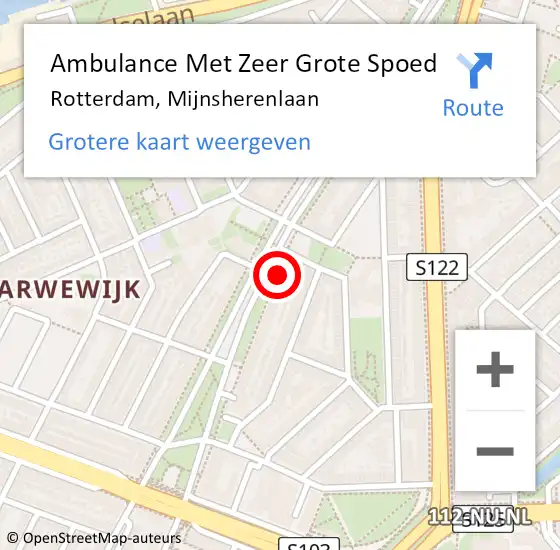 Locatie op kaart van de 112 melding: Ambulance Met Zeer Grote Spoed Naar Rotterdam, Mijnsherenlaan op 19 oktober 2024 08:26