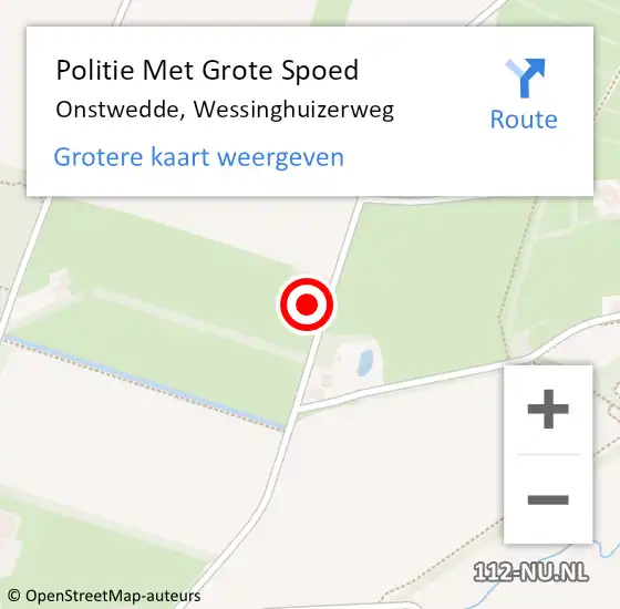 Locatie op kaart van de 112 melding: Politie Met Grote Spoed Naar Onstwedde, Wessinghuizerweg op 19 oktober 2024 09:03