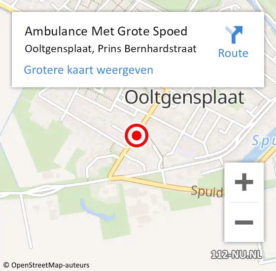 Locatie op kaart van de 112 melding: Ambulance Met Grote Spoed Naar Ooltgensplaat, Prins Bernhardstraat op 19 oktober 2024 09:03