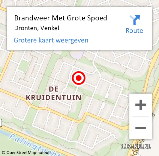 Locatie op kaart van de 112 melding: Brandweer Met Grote Spoed Naar Dronten, Venkel op 19 oktober 2024 09:21