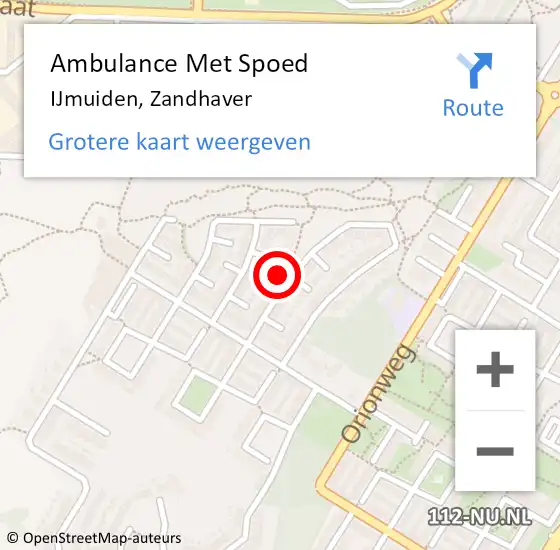 Locatie op kaart van de 112 melding: Ambulance Met Spoed Naar IJmuiden, Zandhaver op 19 oktober 2024 09:46