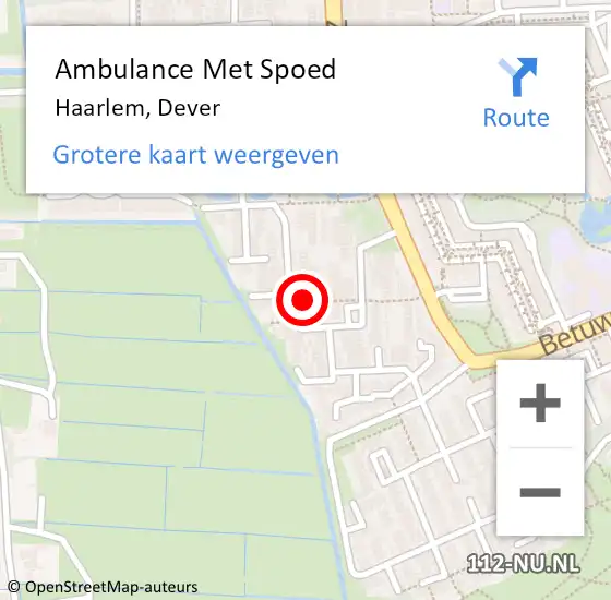 Locatie op kaart van de 112 melding: Ambulance Met Spoed Naar Haarlem, Dever op 19 oktober 2024 10:24