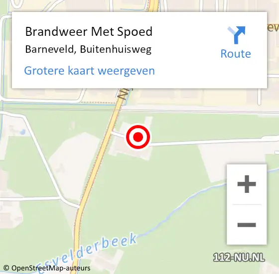 Locatie op kaart van de 112 melding: Brandweer Met Spoed Naar Barneveld, Buitenhuisweg op 19 oktober 2024 10:24