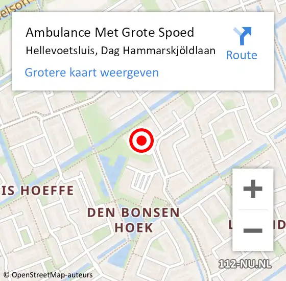 Locatie op kaart van de 112 melding: Ambulance Met Grote Spoed Naar Hellevoetsluis, Dag Hammarskjöldlaan op 19 oktober 2024 10:42