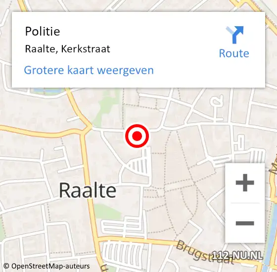 Locatie op kaart van de 112 melding: Politie Raalte, Kerkstraat op 19 oktober 2024 10:43