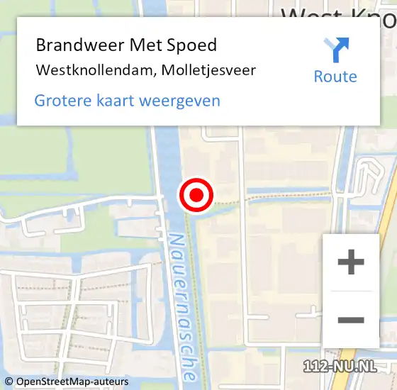 Locatie op kaart van de 112 melding: Brandweer Met Spoed Naar Westknollendam, Molletjesveer op 19 oktober 2024 11:07