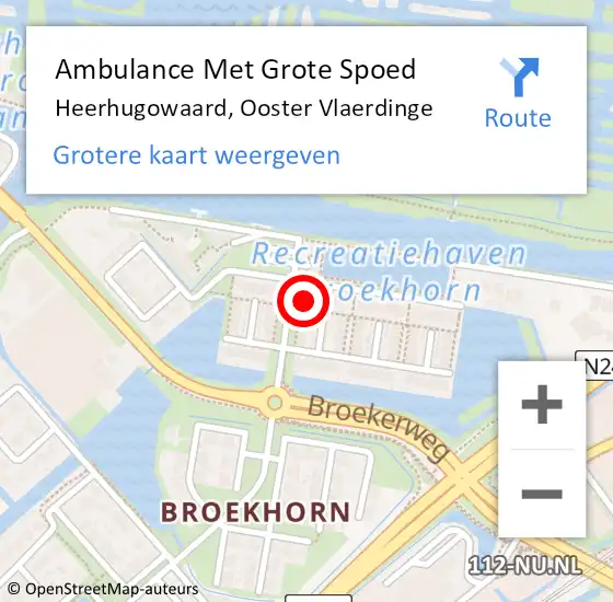 Locatie op kaart van de 112 melding: Ambulance Met Grote Spoed Naar Heerhugowaard, Ooster Vlaerdinge op 19 oktober 2024 11:13