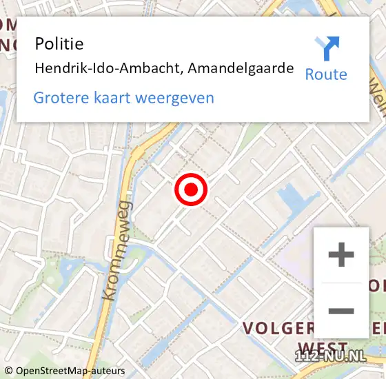 Locatie op kaart van de 112 melding: Politie Hendrik-Ido-Ambacht, Amandelgaarde op 19 oktober 2024 11:14