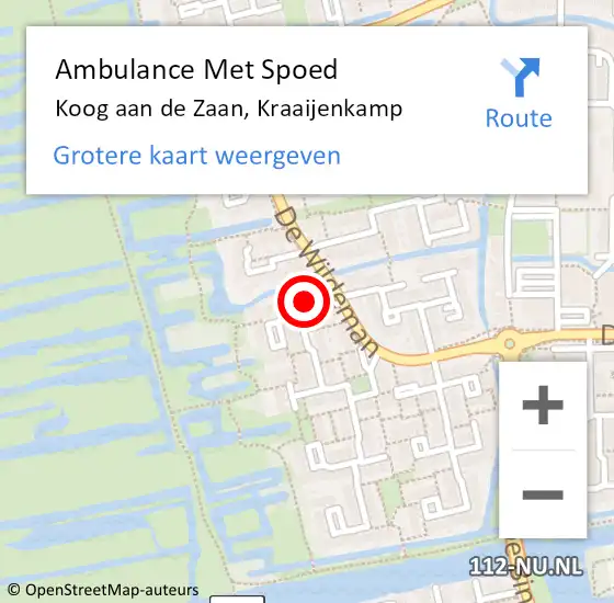 Locatie op kaart van de 112 melding: Ambulance Met Spoed Naar Koog aan de Zaan, Kraaijenkamp op 19 oktober 2024 11:37