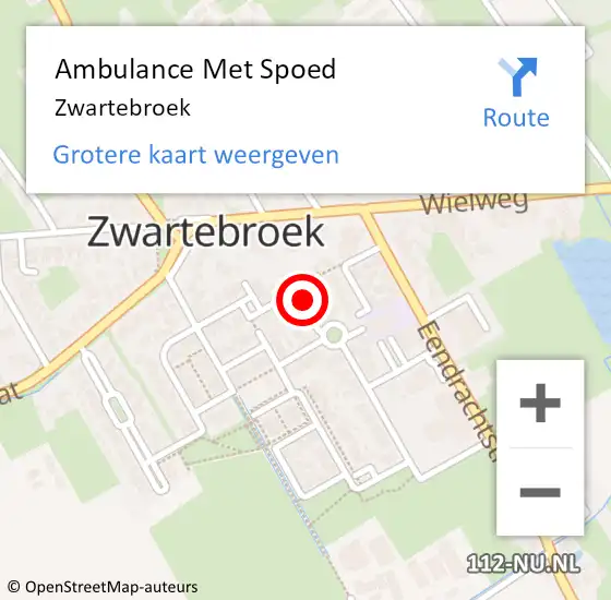 Locatie op kaart van de 112 melding: Ambulance Met Spoed Naar Zwartebroek op 19 oktober 2024 12:23