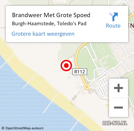 Locatie op kaart van de 112 melding: Brandweer Met Grote Spoed Naar Burgh-Haamstede, Toledo's Pad op 19 oktober 2024 12:44