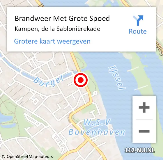 Locatie op kaart van de 112 melding: Brandweer Met Grote Spoed Naar Kampen, de la Sablonièrekade op 19 oktober 2024 12:56