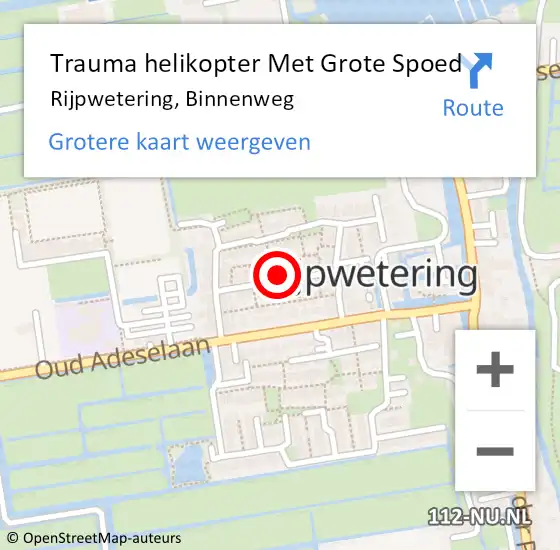 Locatie op kaart van de 112 melding: Trauma helikopter Met Grote Spoed Naar Rijpwetering, Binnenweg op 19 oktober 2024 13:03