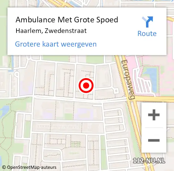 Locatie op kaart van de 112 melding: Ambulance Met Grote Spoed Naar Haarlem, Zwedenstraat op 19 oktober 2024 13:19