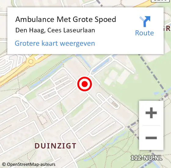 Locatie op kaart van de 112 melding: Ambulance Met Grote Spoed Naar Den Haag, Cees Laseurlaan op 19 oktober 2024 13:40