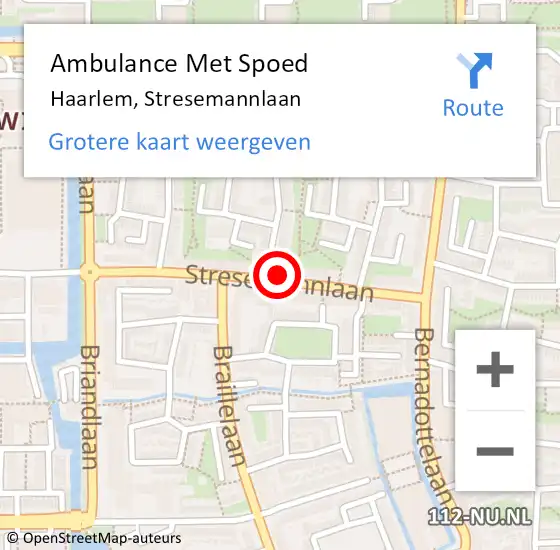 Locatie op kaart van de 112 melding: Ambulance Met Spoed Naar Haarlem, Stresemannlaan op 19 oktober 2024 13:43