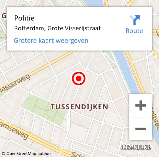 Locatie op kaart van de 112 melding: Politie Rotterdam, Grote Visserijstraat op 19 oktober 2024 13:48