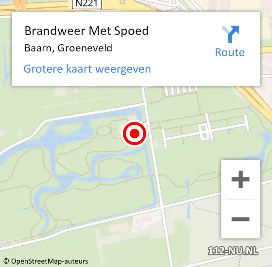 Locatie op kaart van de 112 melding: Brandweer Met Spoed Naar Baarn, Groeneveld op 19 oktober 2024 13:50