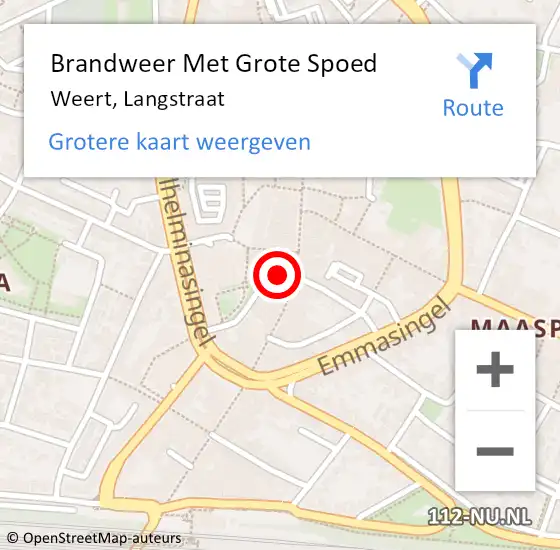 Locatie op kaart van de 112 melding: Brandweer Met Grote Spoed Naar Weert, Langstraat op 19 oktober 2024 13:52