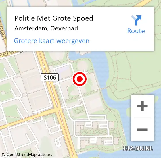 Locatie op kaart van de 112 melding: Politie Met Grote Spoed Naar Amsterdam, Oeverpad op 19 oktober 2024 13:58