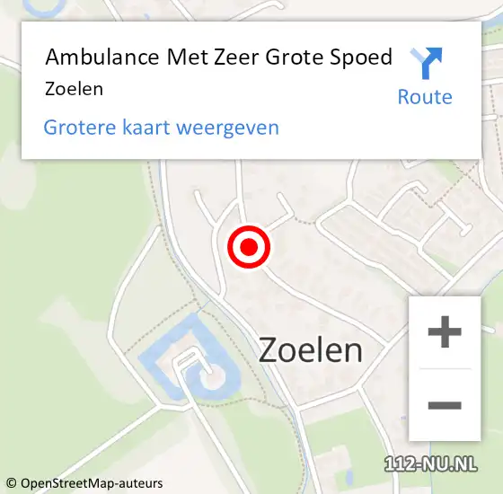 Locatie op kaart van de 112 melding: Ambulance Met Zeer Grote Spoed Naar Zoelen op 19 oktober 2024 14:00