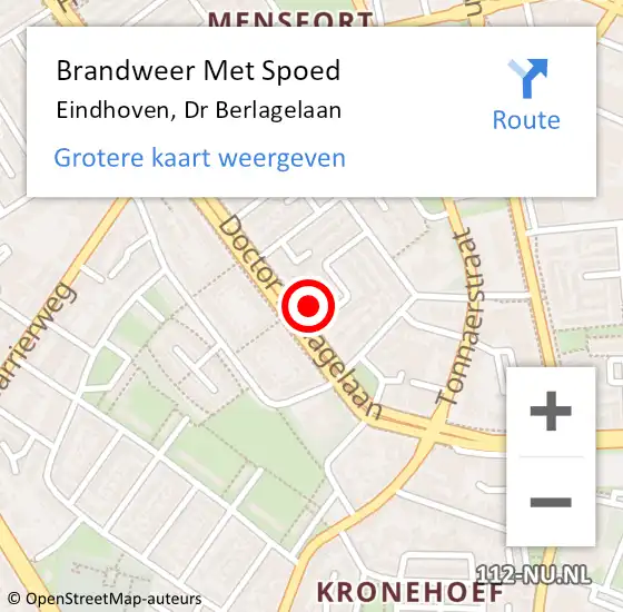 Locatie op kaart van de 112 melding: Brandweer Met Spoed Naar Eindhoven, Dr Berlagelaan op 19 oktober 2024 14:02