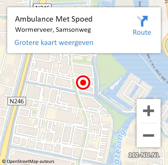 Locatie op kaart van de 112 melding: Ambulance Met Spoed Naar Wormerveer, Samsonweg op 19 oktober 2024 14:24