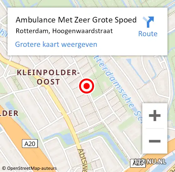 Locatie op kaart van de 112 melding: Ambulance Met Zeer Grote Spoed Naar Rotterdam, Hoogenwaardstraat op 19 oktober 2024 14:26