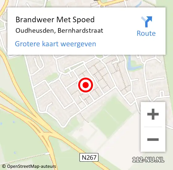 Locatie op kaart van de 112 melding: Brandweer Met Spoed Naar Oudheusden, Bernhardstraat op 19 oktober 2024 14:28