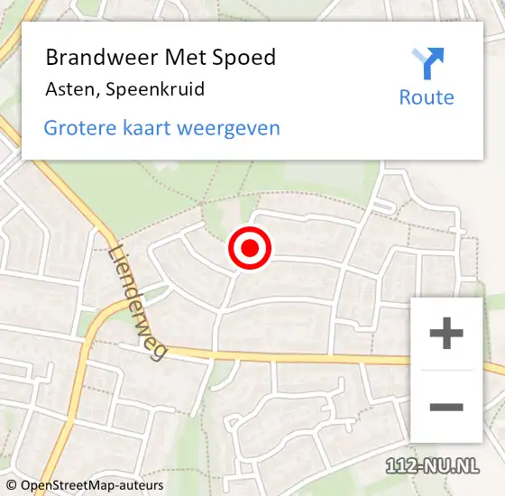 Locatie op kaart van de 112 melding: Brandweer Met Spoed Naar Asten, Speenkruid op 19 oktober 2024 14:42