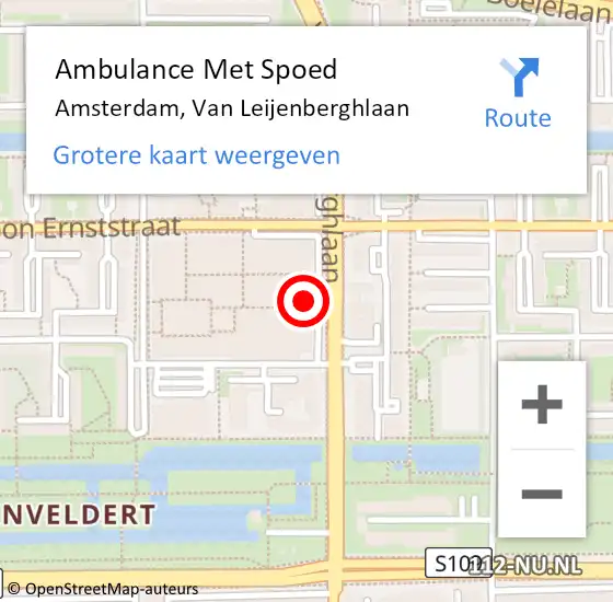 Locatie op kaart van de 112 melding: Ambulance Met Spoed Naar Amsterdam, Van Leijenberghlaan op 19 oktober 2024 14:44