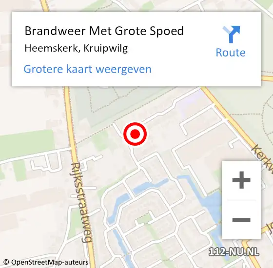 Locatie op kaart van de 112 melding: Brandweer Met Grote Spoed Naar Heemskerk, Kruipwilg op 19 oktober 2024 14:55