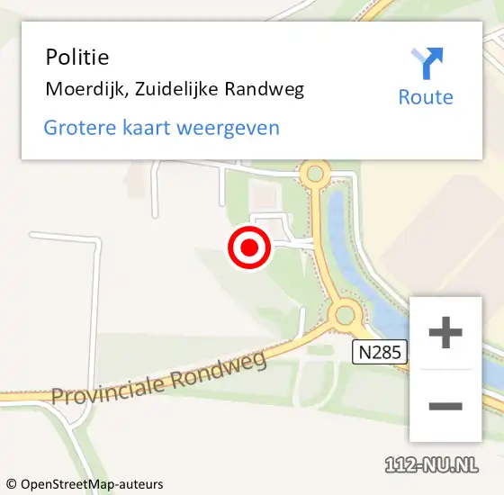 Locatie op kaart van de 112 melding: Politie Moerdijk, Zuidelijke Randweg op 19 oktober 2024 15:17