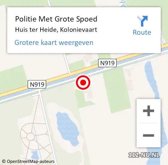 Locatie op kaart van de 112 melding: Politie Met Grote Spoed Naar Huis ter Heide, Kolonievaart op 19 oktober 2024 15:38