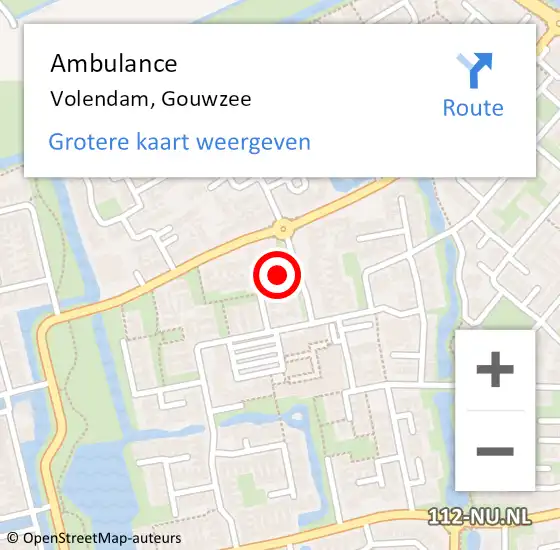 Locatie op kaart van de 112 melding: Ambulance Volendam, Gouwzee op 19 oktober 2024 15:52