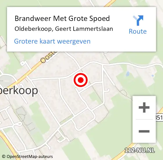 Locatie op kaart van de 112 melding: Brandweer Met Grote Spoed Naar Oldeberkoop, Geert Lammertslaan op 19 oktober 2024 15:52