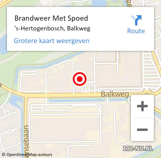 Locatie op kaart van de 112 melding: Brandweer Met Spoed Naar 's-Hertogenbosch, Balkweg op 19 oktober 2024 15:53