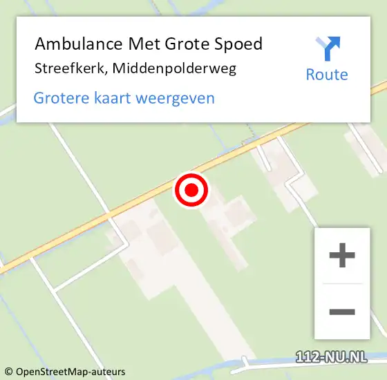 Locatie op kaart van de 112 melding: Ambulance Met Grote Spoed Naar Streefkerk, Middenpolderweg op 19 oktober 2024 15:59