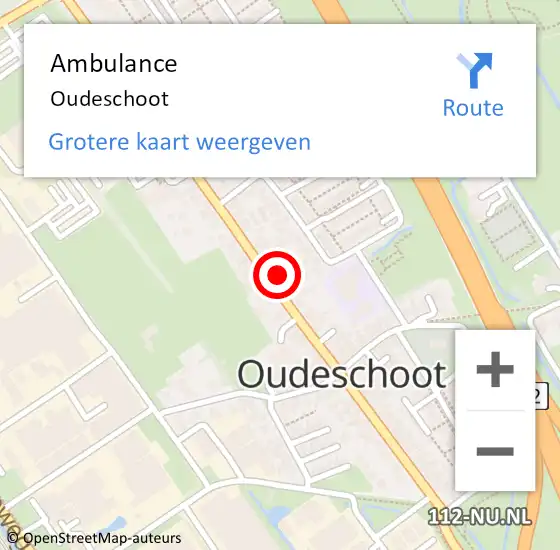 Locatie op kaart van de 112 melding: Ambulance Oudeschoot op 19 oktober 2024 16:06